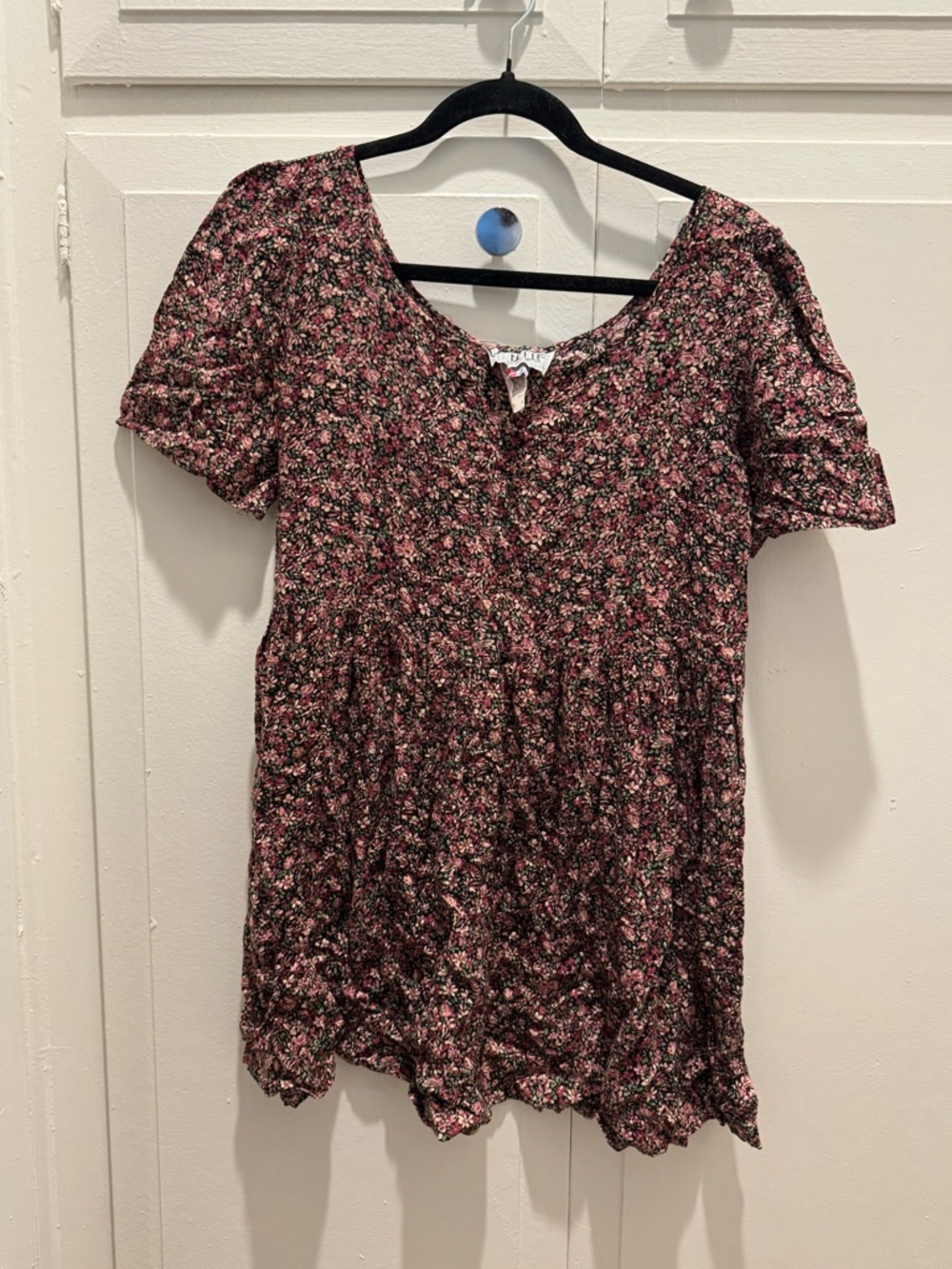 La Belle Floral Mini Dress in Black and Pink